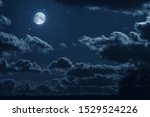 background night sky with  moon, stars and clouds