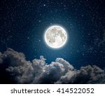 background night sky with stars, moon and clouds. Elements of this image furnished by NASA