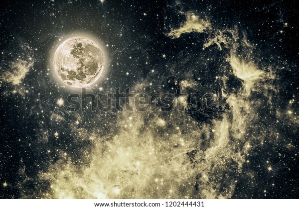background night sky with stars and moon. Elements\
of this image furnished by\
NASA