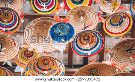 background of non la conical hat, Vietnam. traditional hat of Vietnamese women in Vietnam. Decoration concept