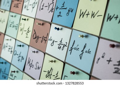 Background with numbers. Numbers texture.Mathematical equations and formulas on stickers
