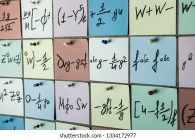 Background with numbers. Numbers texture.Mathematical equations and formulas on stickers
