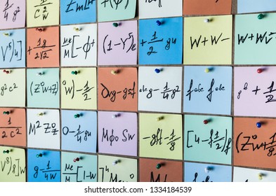 Background with numbers. Numbers texture.Mathematical equations and formulas on stickers
