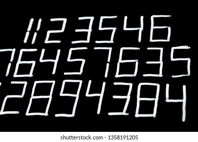 Background of numbers. from zero to nine. Mathematical equations and formulas.Numbers texture