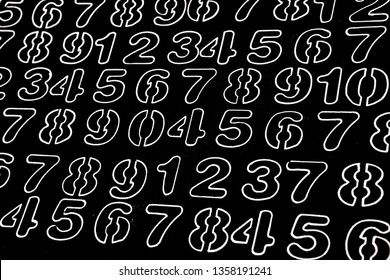 Background of numbers. from zero to nine. Mathematical equations and formulas.Numbers texture