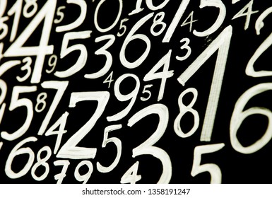 Background of numbers. from zero to nine. Mathematical equations and formulas.Numbers texture
