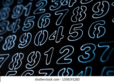 Background of numbers. from zero to nine. Mathematical equations and formulas.Numbers texture