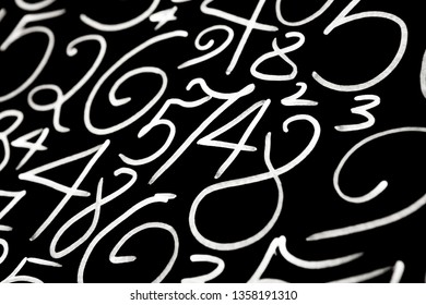 Background of numbers. from zero to nine. Mathematical equations and formulas.Numbers texture