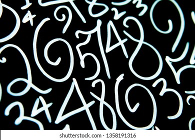 Background of numbers. from zero to nine. Mathematical equations and formulas.Numbers texture