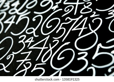 Background of numbers. from zero to nine. Mathematical equations and formulas.Numbers texture