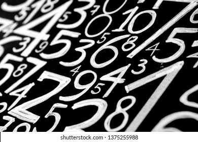 Background of numbers. from zero to nine. Numbers texture. Currency symbols. Numerology. Mathematical equations and formulas