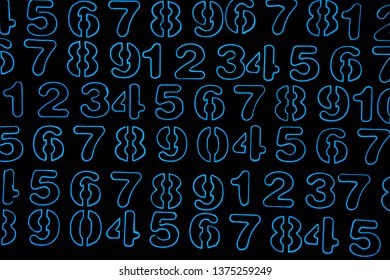 Background of numbers. from zero to nine. Numbers texture. Currency symbols. Numerology. Mathematical equations and formulas