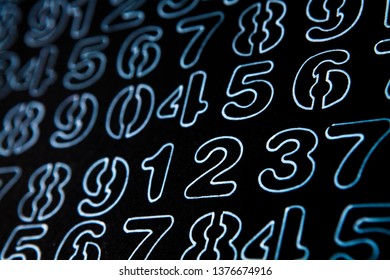 Background of numbers. from zero to nine. Numbers texture. Currency symbols. Numerology. Mathematical equations and formulas
