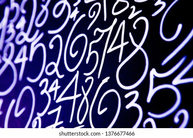 Background of numbers. from zero to nine. Numbers texture. Currency symbols. Numerology. Mathematical equations and formulas