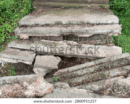 Background old image of a broken staircase