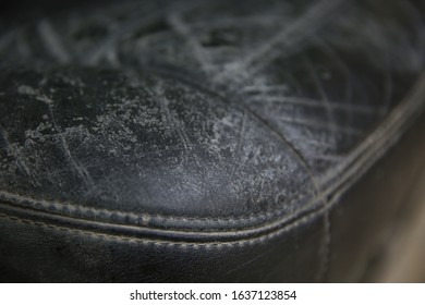 Background Of Old Leather Car Seat With Mold Close Up