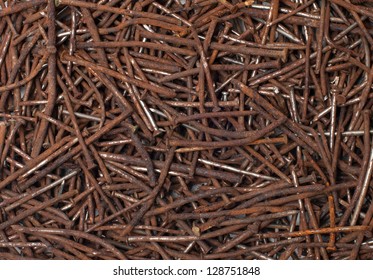 Background of the old rusty nails close-up.