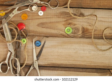 background of the old tools for sewing
