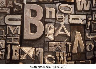 Background of old vintage letterpress type letters