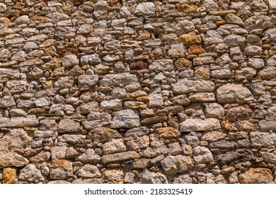 Background of old vintage stone wall. Wall decoration to be beautiful and strong with natural stone.