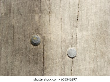 background old wood structure, rusty nail hook