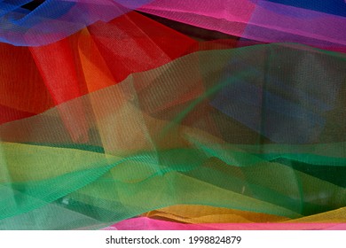 background organza fabric in rainbow color