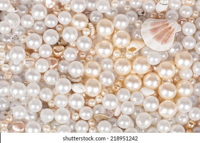 background of pearl sea shells and crystals