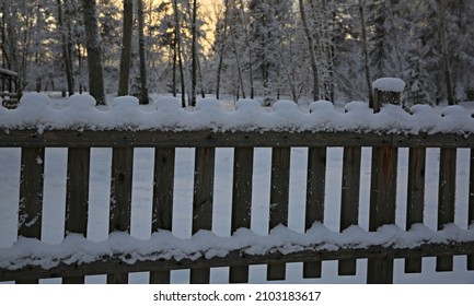 Background Picket Fence Covered With Snow