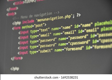 background picture which shows code lines: a html/php program