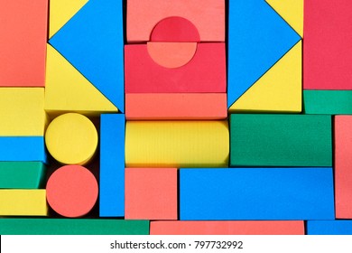 Background - Pile Of Colored Geometric Shapes Superimposed On Each Other