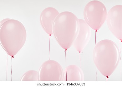 Background With Pink Festive Balloons Isolated On White