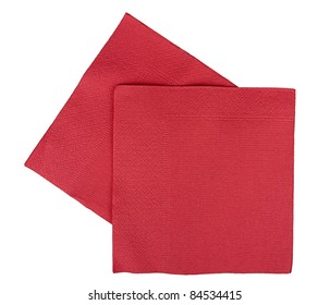Background - red Christmas or festive paper napkins aka serviettes, isolated