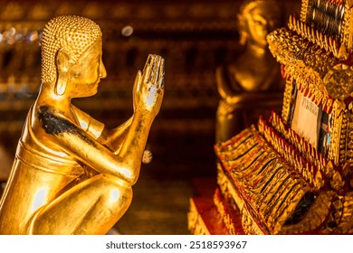 Background of the religious tourist attraction Wat Phra Sri Rattana Mahathat Worahawihan There is a pair of Buddha statues in Phitsanulok. Tourists often come to pay respect. - Powered by Shutterstock