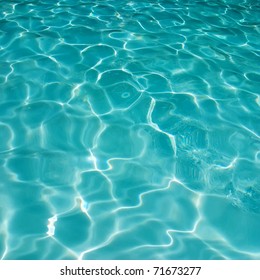 Background of rippled pattern of clean water in a blue swimming pool