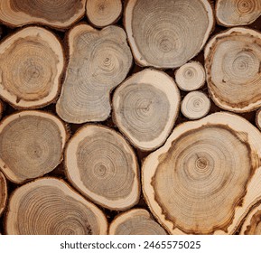background of sawn tree trunks