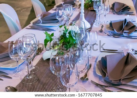 Background of set up table for party or special occasions, New year, wedding party or birthday party.  