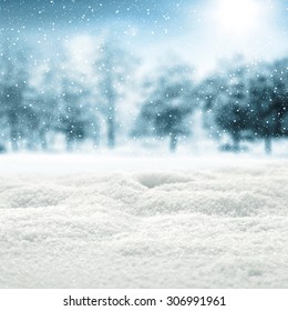 background of snow and trees 