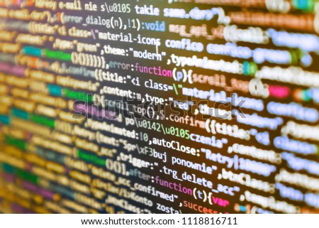 Background of software developer script. Programming code. Admin