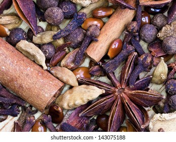 Background From Spices For Gluhwein, Macro View