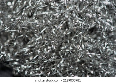 Background Of Steel Tangled Metal Fibers, Close-up Macro Photography