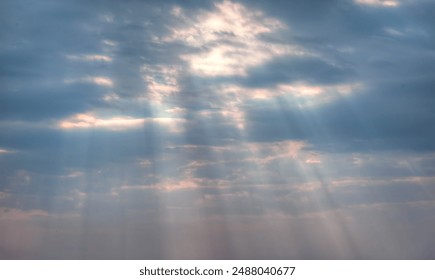 The background of sun rays over clouds