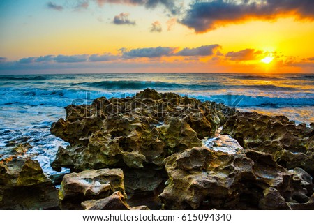 Image, Stock Photo Sunrise over Ocean Through Black Window Panes