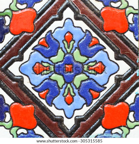 Background and texture Ancient pattern on ceramic tile