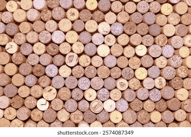 Background texture with different wine corks closeup