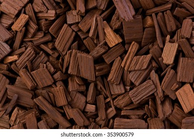 Background Texture Of French Oak Barrel Chips Used To Flavor Wine.