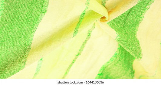 Background texture pattern, ornament, background, silk fabric, large strips of yellow green, separated by a strip of emerald gold, this fabric will decorate your design, you will be the best