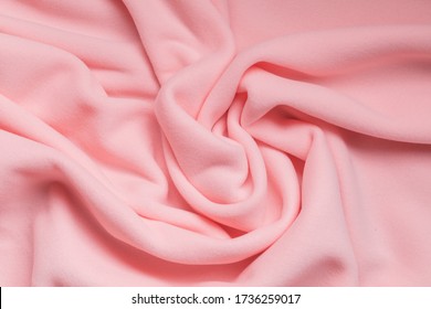 Background Texture Of Pink Fleece, Soft Napped Insulating Fabric Made Of Polyester