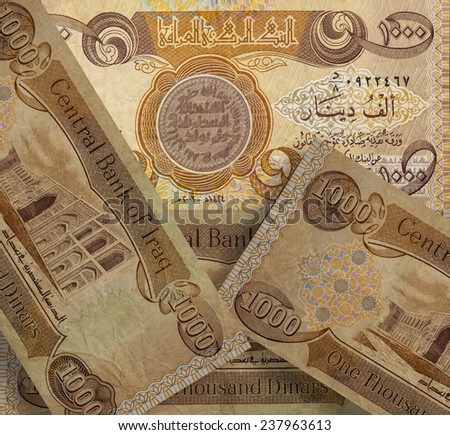 Background of thousands of Iraqi banknotes