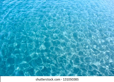 Background Of Transparent Blue Sea Water Top View