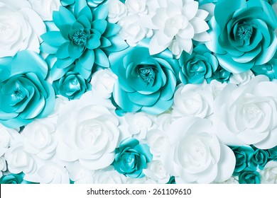 Background Of Turquoise And White Flowers